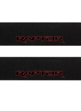 Tufskinz Door Sill Protection Raw Real Carbon Fiber Raptor Logo(Black/Red) Front Doors 2 Piece Kit                                     - SUP055-FRD-RCFMP-150-X - Image 2