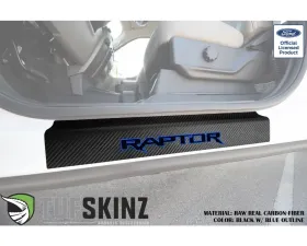 Tufskinz Door Sill Protection Raw Real Carbon Fiber Raptor Logo(Black/Blue) Front Doors 2 Piece Kit
