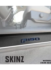 Tufskinz Door Sill Protection Raw Real Carbon Fiber F-150 Logo(Black/Blue) Front Doors 2 Piece Kit                                     - SUP055-FRD-RCFMP-185-X - Image 2