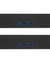 Tufskinz Door Sill Protection Raw Real Carbon Fiber F-150 Logo(Black/Blue) Front Doors 2 Piece Kit                                     - SUP055-FRD-RCFMP-185-X - Image 2