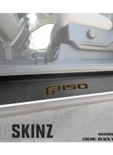 Tufskinz Door Sill Protection Raw Real Carbon Fiber F-150 Logo(Black/Orange) Front Doors 2 Piece Kit                                     - SUP055-FRD-RCFMP-187-X - Image 2