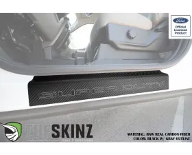 Tufskinz Door Sill Protection Raw Real Carbon Fiber Super Duty Logo(Black/Gray) Front Doors 2 Piece Kit