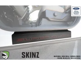 Tufskinz Door Sill Protection Raw Real Carbon Fiber Super Duty Logo(Black/Red) Front Doors 2 Piece Kit