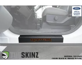 Tufskinz Door Sill Protection Tuf-Liner Series Raptor Logo Front Doors(Black/Orange) 2 Piece Kit