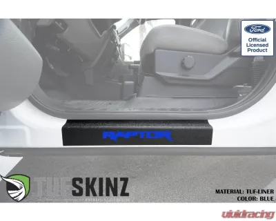 Tufskinz Door Sill Protection Tuf-Liner Series Raptor Logo(Blue) Front Doors 2 Piece Kit - SUP057-FRD-TFLMP-227-X