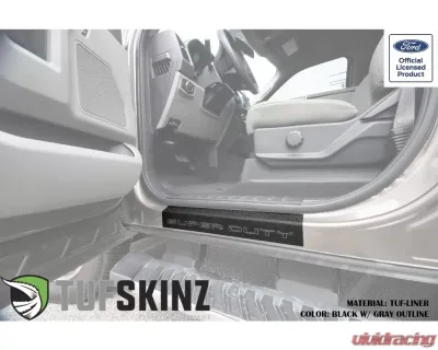Tufskinz Door Sill Protection Tuf-Liner Series Super Duty Logo(Black/Gray) Front Doors 2 Piece Kit - SUP057-TFLMP-081-X