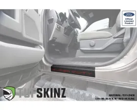 Tufskinz Door Sill Protection Tuf-Liner Series Super Duty Logo(Black/Red) Front Doors 2 Piece Kit
