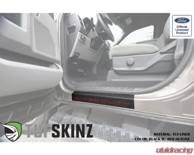 Tufskinz Door Sill Protection Tuf-Liner Series Super Duty Logo(Black/Red) Front Doors 2 Piece Kit - SUP057-TFLMP-083-X