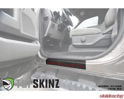 Tufskinz Door Sill Protection Tuf-Liner Series Super Duty Logo(Red) Front Doors 2 Piece Kit - SUP057-TFLMP-228-X