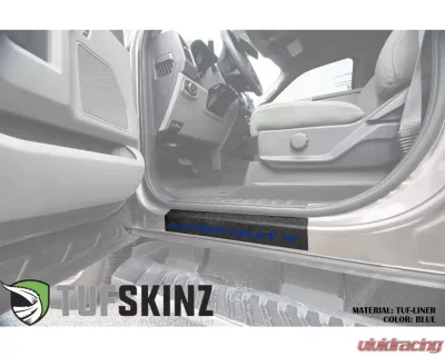 Tufskinz Door Sill Protection Tuf-Liner Series Super Duty Logo(Blue) Front Doors 2 Piece Kit - SUP057-TFLMP-229-X