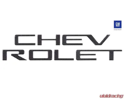 Tufskinz "Chevrolet" Tailgate Letter Inserts Fits 2019-2020 Chevrolet Silverado Silverado HD 7 Piece Kit In Real Carbon Fiber(Domed) - SVD003-DCF-G