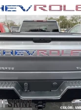 Tufskinz "Chevrolet" Tailgate Letter Inserts Fits 2019-2020 Chevrolet Silverado Silverado HD 7 Piece Kit In American Flag                                     - SVD003-GTO-RWB-G - Image 3