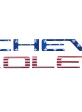 Tufskinz "Chevrolet" Tailgate Letter Inserts Fits 2019-2020 Chevrolet Silverado Silverado HD 7 Piece Kit In American Flag                                     - SVD003-GTO-RWB-G - Image 2