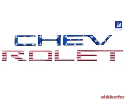 Tufskinz "Chevrolet" Tailgate Letter Inserts Fits 2019-2020 Chevrolet Silverado Silverado HD 7 Piece Kit In American Flag - SVD003-GTO-RWB-G