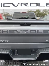 Tufskinz "Chevrolet" Tailgate Letter Inserts Fits 2019-2020 Chevrolet Silverado Silverado HD 7 Piece Kit In Real Carbon Fiber(Raw)                                     - SVD003-RCF-X - Image 2