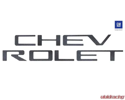 Tufskinz "Chevrolet" Tailgate Letter Inserts Fits 2019-2020 Chevrolet Silverado Silverado HD 7 Piece Kit In Real Carbon Fiber(Raw) - SVD003-RCF-X