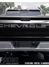 Tufskinz "Chevrolet" Tailgate Letter Inserts Fits 2019-2020 Chevrolet Silverado Silverado HD 7 Piece Kit In Real Carbon Fiber(Raw)                                     - SVD003-RCF-X - Image 4
