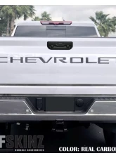 Tufskinz "Chevrolet" Tailgate Letter Inserts Fits 2019-2020 Chevrolet Silverado Silverado HD 7 Piece Kit In Real Carbon Fiber(Raw)                                     - SVD003-RCF-X - Image 5