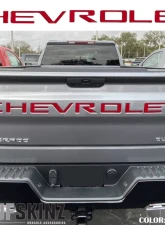 Tufskinz "Chevrolet" Tailgate Letter Inserts Fits 2019-2020 Chevrolet Silverado Silverado HD 7 Piece Kit In Gloss Red                                     - SVD003-RED-G - Image 3