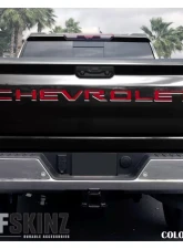 Tufskinz "Chevrolet" Tailgate Letter Inserts Fits 2019-2020 Chevrolet Silverado Silverado HD 7 Piece Kit In Gloss Red                                     - SVD003-RED-G - Image 3