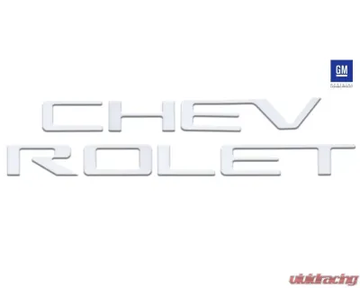 Tufskinz "Chevrolet" Tailgate Letter Inserts Fits 2019-2020 Chevrolet Silverado Silverado HD 7 Piece Kit In Gloss White - SVD003-WHT-G
