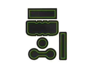 Tufskinz Interior Cup Holder Inserts Fits 2005-2015 Tacoma With/Automatic Transmission 5 Piece Kit In Black/Green