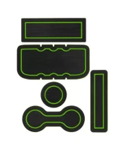 Tufskinz Interior Cup Holder Inserts Fits 2005-2015 Tacoma With/Automatic Transmission 5 Piece Kit In Black/Green                                     - TAC006-FGN-X - Image 4