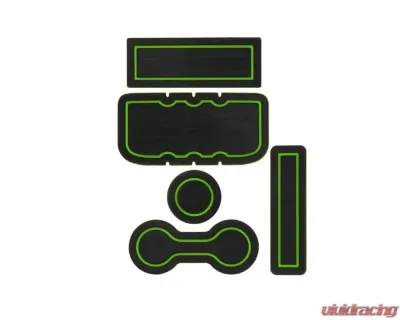 Tufskinz Interior Cup Holder Inserts Fits 2005-2015 Tacoma With/Automatic Transmission 5 Piece Kit In Black/Green - TAC006-FGN-X