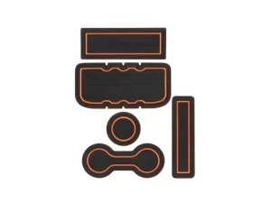 Tufskinz Interior Cup Holder Inserts Fits 2005-2015 Tacoma With/Automatic Transmission 5 Piece Kit In Black/Orange