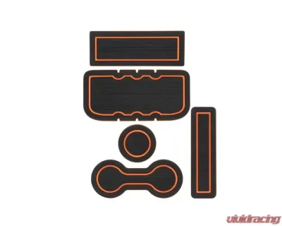Tufskinz Interior Cup Holder Inserts Fits 2005-2015 Tacoma With/Automatic Transmission 5 Piece Kit In Black/Orange - TAC006-FOG-X