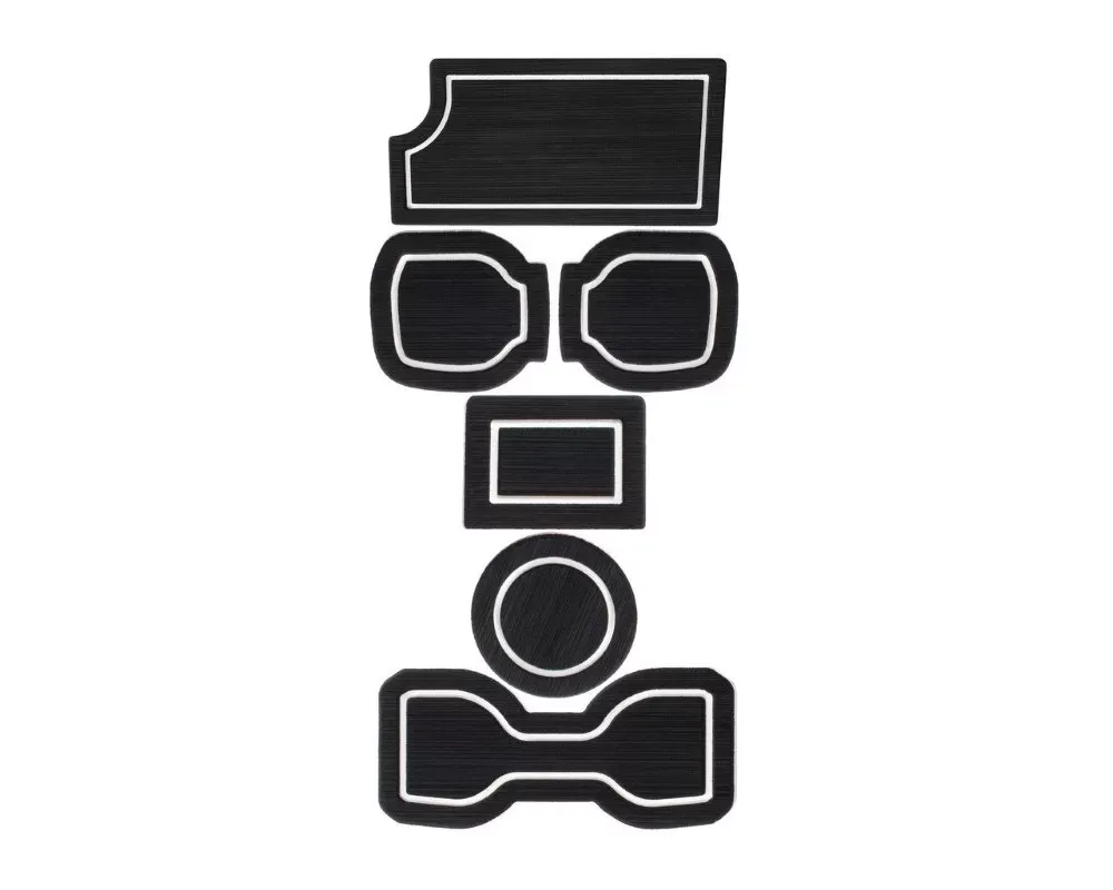 Tufskinz Interior Cup Holder Inserts Fits 2016-2020 Toyota Tacoma Automatic Transmission Include Qi Charger Trim 6 Piece Kit In Black/White - TAC011-FWE-X
