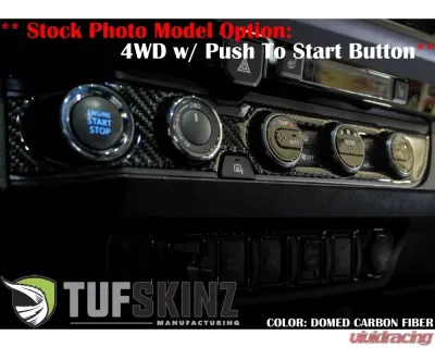 Tufskinz Climate Control Accent Trim Fits 2016-2020 Toyota Tacoma 2-Wheel Drive And Key Ignition(No Push To Start) In Domed Carbon Fiber - TAC019-DCF-G
