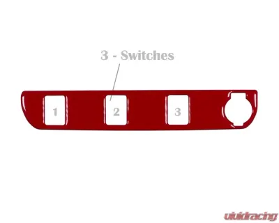 Tufskinz Center Dash Switch Panel With 3-Switches Fits 2016-2020 Toyota Tacoma 1 Piece Kit In Gloss Trd Red - TAC030-RED-G