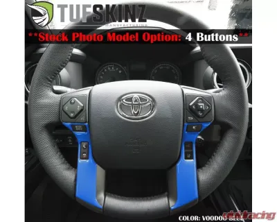 Tufskinz Steering Wheel Trim With 2 Buttons Fits Toyota Models 2 Piece Kit In Voodoo Blue - TAC037-VODB-G