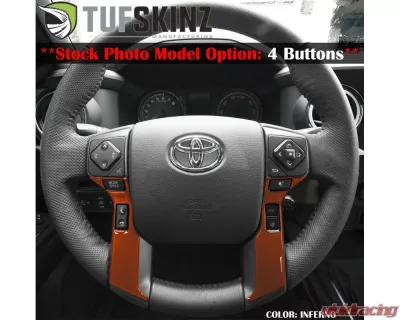 Tufskinz Steering Wheel Trim With 3 Buttons Fits Toyota Models 2 Piece Kit In Inferno - TAC038-FNO-G