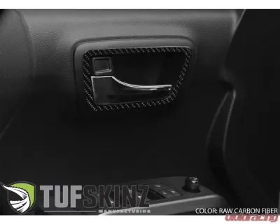 Tufskinz Access Cab Door Handle Surround Accent Trim Fits 2016-2020 Toyota Tacoma 4 Piece Kit In Raw Real Carbon Fiber - TAC044-RCF-X