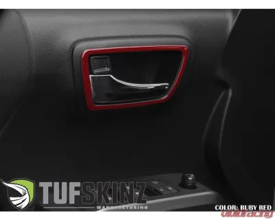 Tufskinz Access Cab Door Handle Surround Accent Trim Fits 2016-2020 Toyota Tacoma 4 Piece Kit In Ruby Red (Similar To Barcelona Red) - TAC044-SNR-G