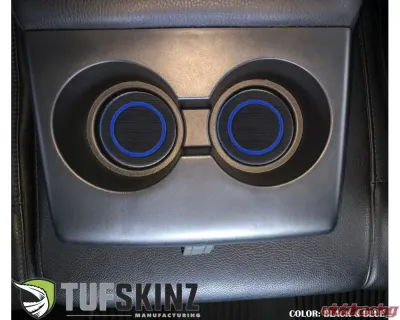 Tufskinz Rear Fold Down Seat Cup Holder Inserts For 2007-2020 Tundra 2 Piece Kit In Black/Blue - TUN011-FBL-X