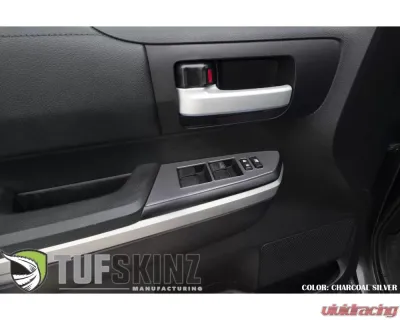 Tufskinz Front Door Switch Panel Accent Trim Fits 2014-2020 Toyota Tundra 2 Piece Kit In Charcoal Silver (Similar To Magnetic Gray) - TUN027-CLG-G