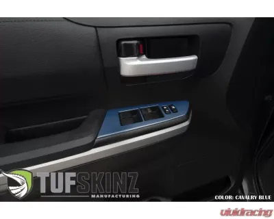 Tufskinz Front Door Switch Panel Accent Trim Fits 2014-2020 Toyota Tundra 2 Piece Kit In Cavalry Blue - TUN027-CYB-G