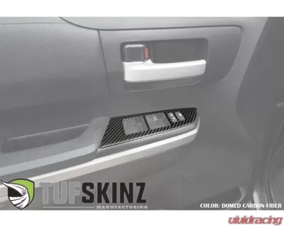 Tufskinz Front Door Switch Panel Accent Trim Fits 2014-2020 Toyota Tundra 2 Piece Kit In Domed Real Carbon Fiber - TUN027-DCF-G