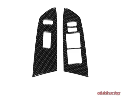 Tufskinz Front Door Switch Panel Accent Trim Fits 2014-2020 Toyota Tundra 2 Piece Kit In Domed Real Carbon Fiber - TUN027-DCF-G