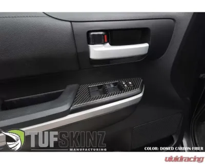 Tufskinz Front Door Switch Panel Accent Trim Fits 2014-2020 Toyota Tundra 2 Piece Kit In Domed Real Carbon Fiber - TUN027-DCF-G