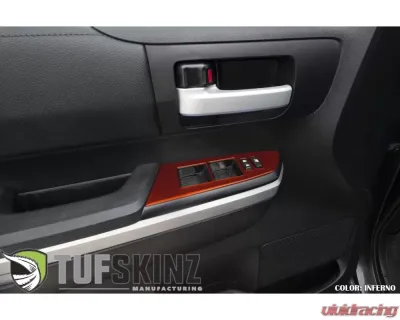 Tufskinz Front Door Switch Panel Accent Trim Fits 2014-2020 Toyota Tundra 2 Piece Kit In Inferno (Similar To Exterior Inferno Orange) - TUN027-FNO-G