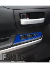 Tufskinz Front Door Switch Panel Accent Trim Fits 2014-2020 Toyota Tundra 2 Piece Kit In Blazing Blue                                     - TUN027-GBL-G - Image 2