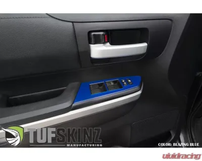Tufskinz Front Door Switch Panel Accent Trim Fits 2014-2020 Toyota Tundra 2 Piece Kit In Blazing Blue - TUN027-GBL-G