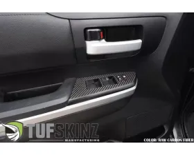 Tufskinz Front Door Switch Panel Accent Trim Fits 2014-2020 Toyota Tundra 2 Piece Kit In Raw Real Carbon Fiber