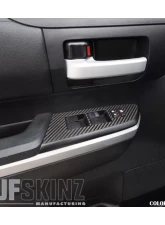 Tufskinz Front Door Switch Panel Accent Trim Fits 2014-2020 Toyota Tundra 2 Piece Kit In Raw Real Carbon Fiber                                     - TUN027-RCF-X - Image 2