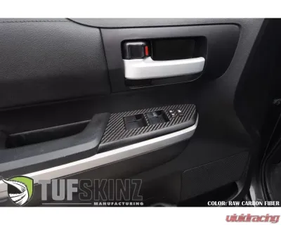Tufskinz Front Door Switch Panel Accent Trim Fits 2014-2020 Toyota Tundra 2 Piece Kit In Raw Real Carbon Fiber - TUN027-RCF-X