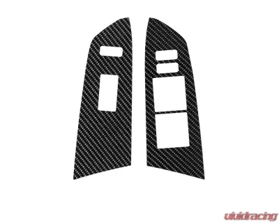 Tufskinz Front Door Switch Panel Accent Trim Fits 2014-2020 Toyota Tundra 2 Piece Kit In Raw Real Carbon Fiber - TUN027-RCF-X